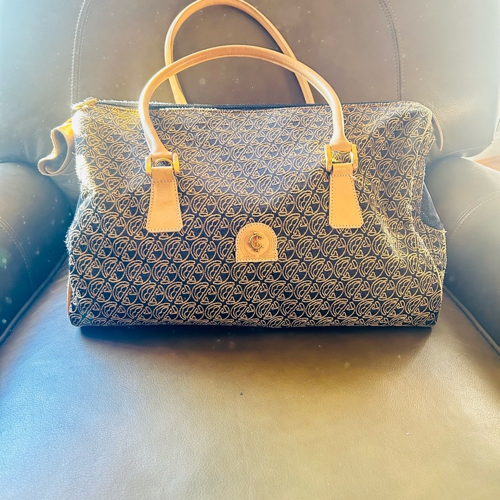 Pet Carrier - Elegant Black and Tan Designer Tote Bag